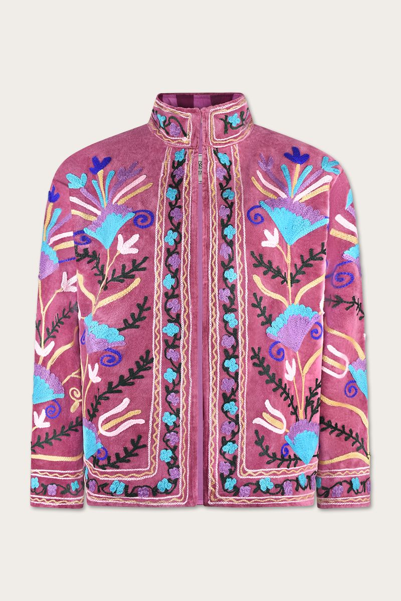 Fuchsia  Embroidery Jacket