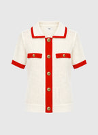 Vayabi Top White Red Knit
